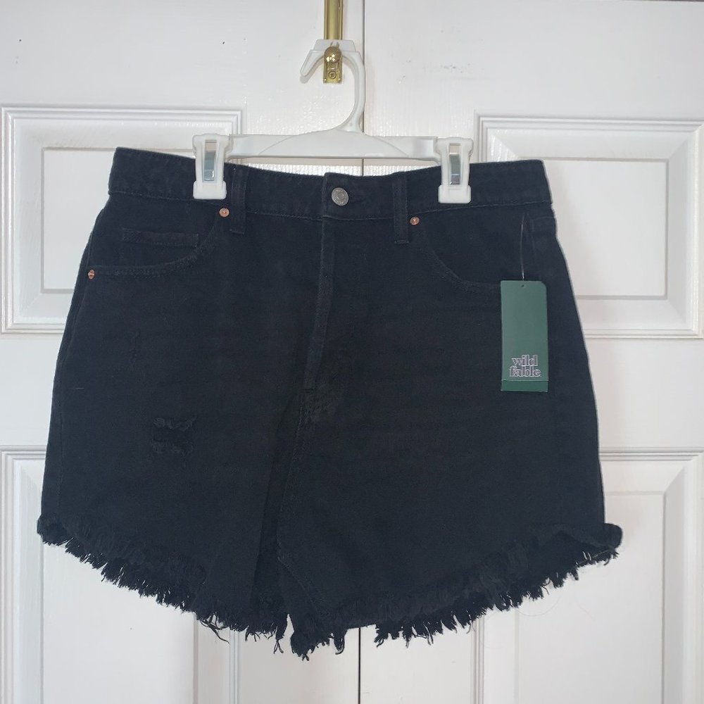 Black High Waisted Denim Shorts - Size 12